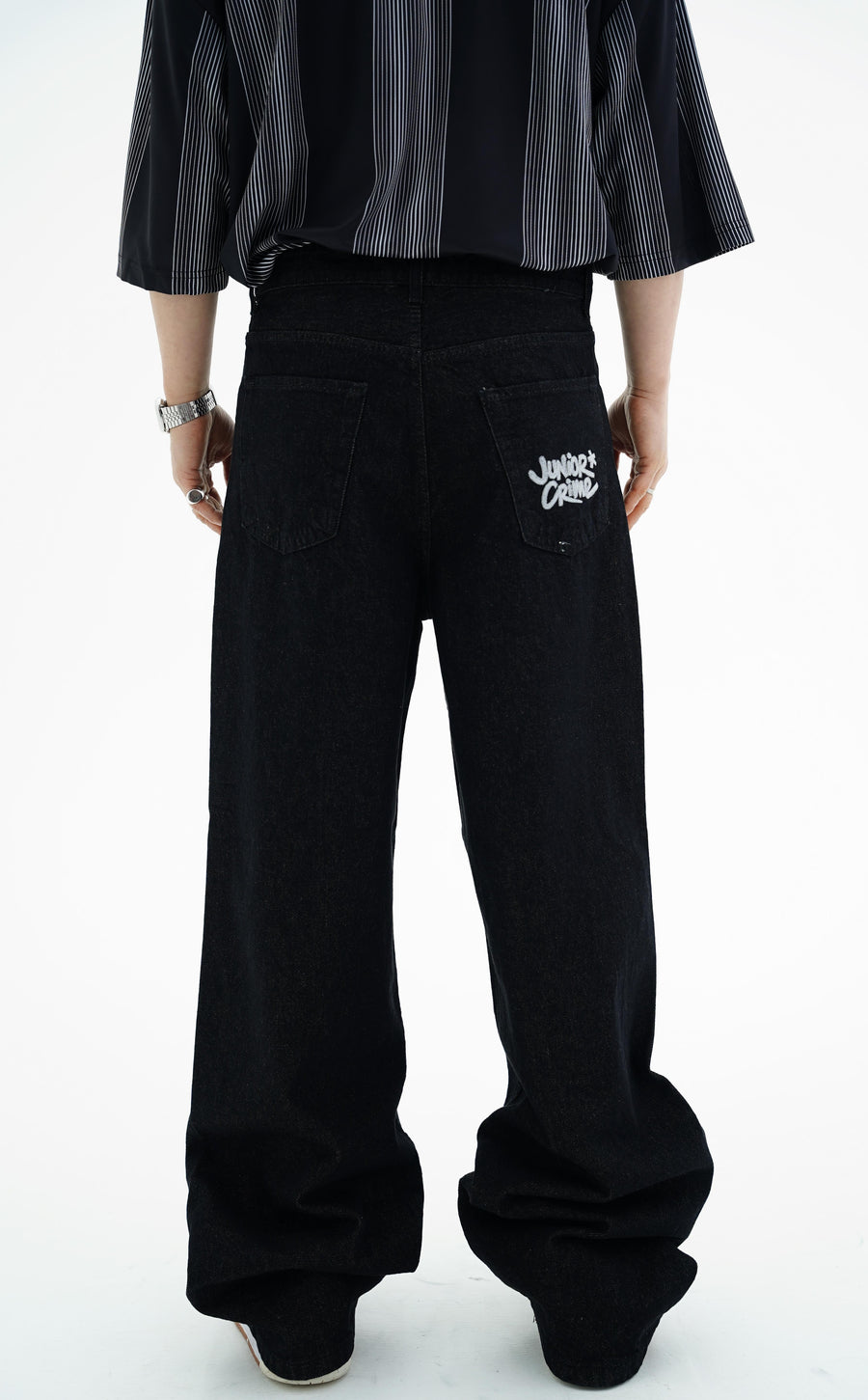 Junior Crime Siyah Melanj Raw Denim Pantolon