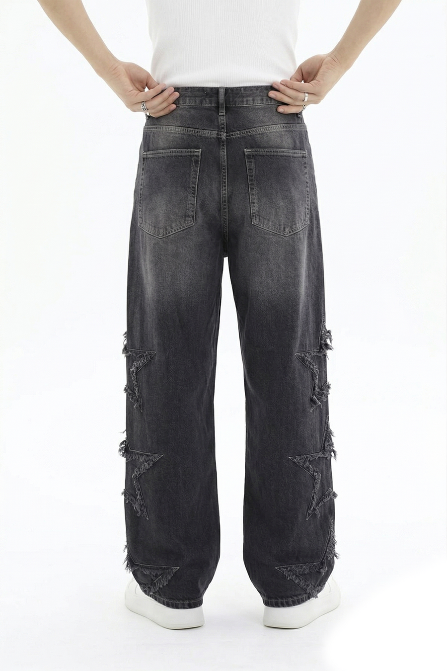 Yıldız Patch Detay Siyah Jean Pantolon