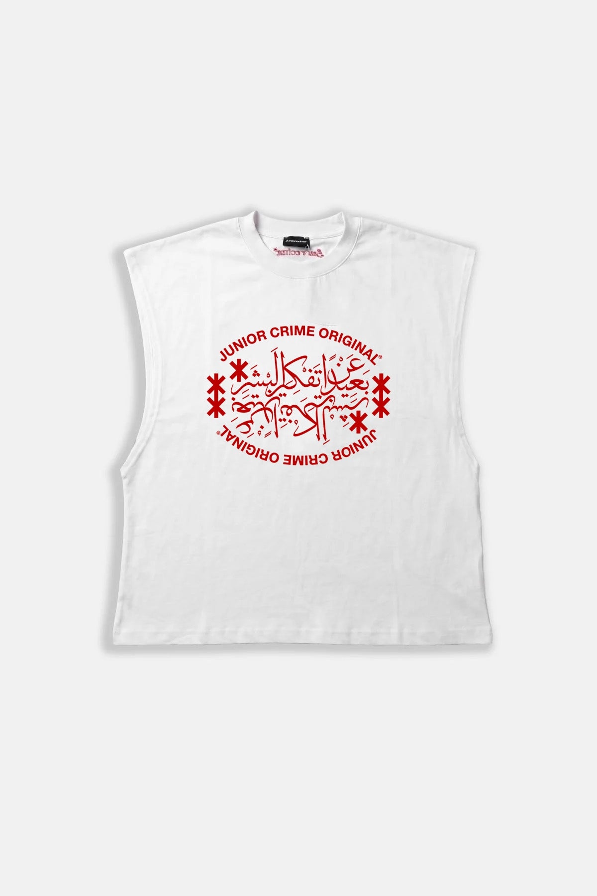 JR Red Original Baskılı Boxy Fit Kolsuz Beyaz Tshirt