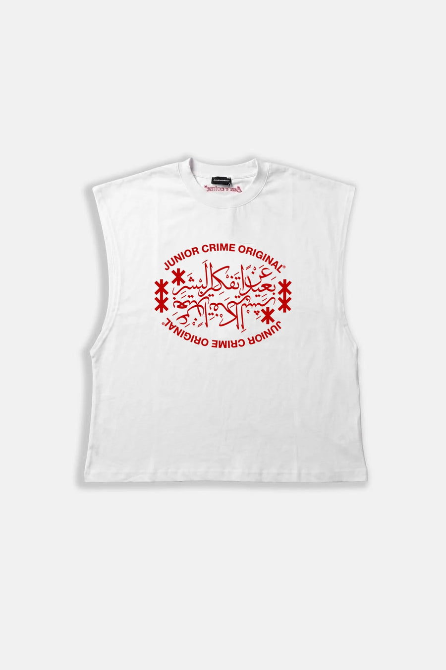 JR Red Original Baskılı Boxy Fit Kolsuz Beyaz Tshirt