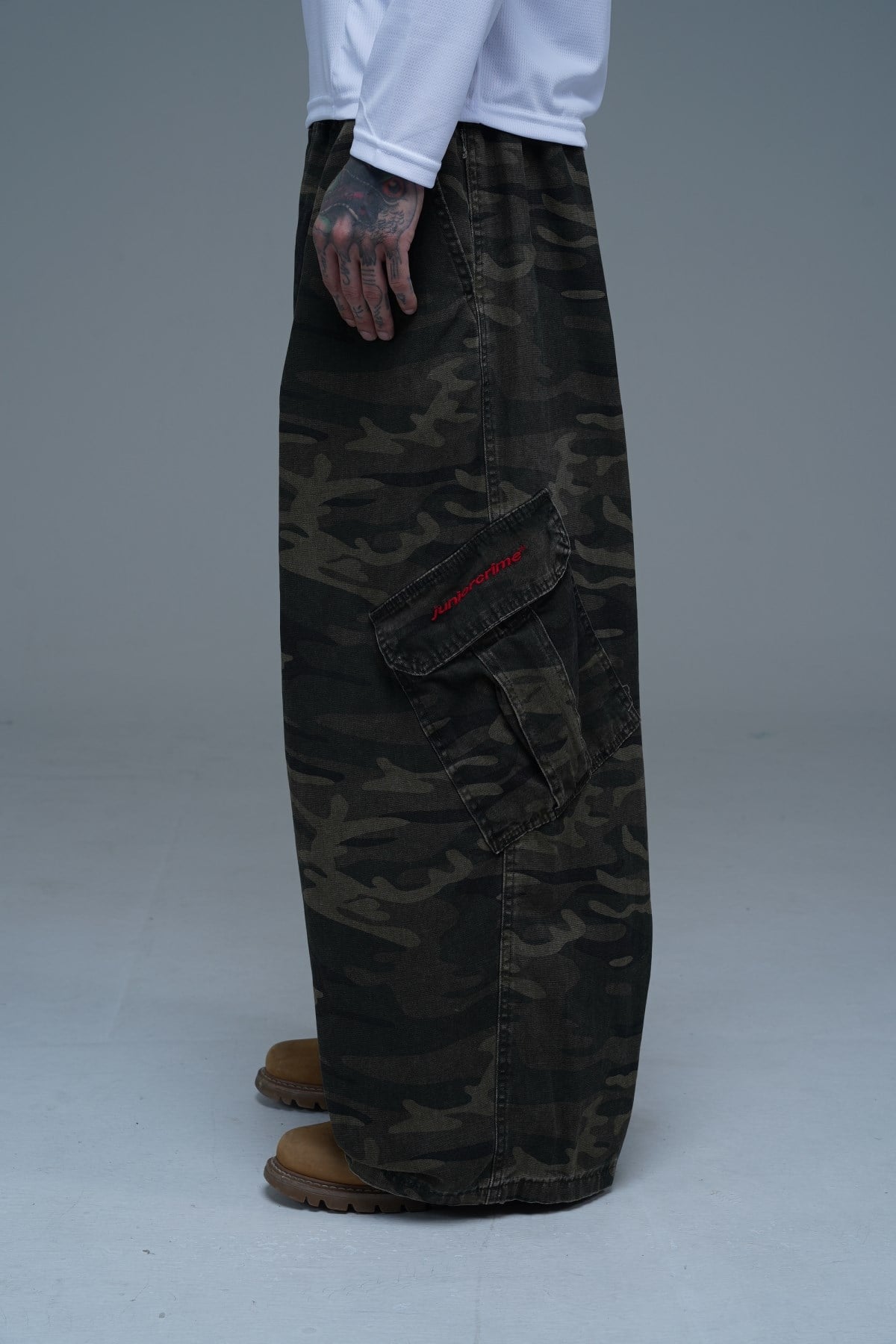 JR Camo Desen Low Waist Baggy Pantolon