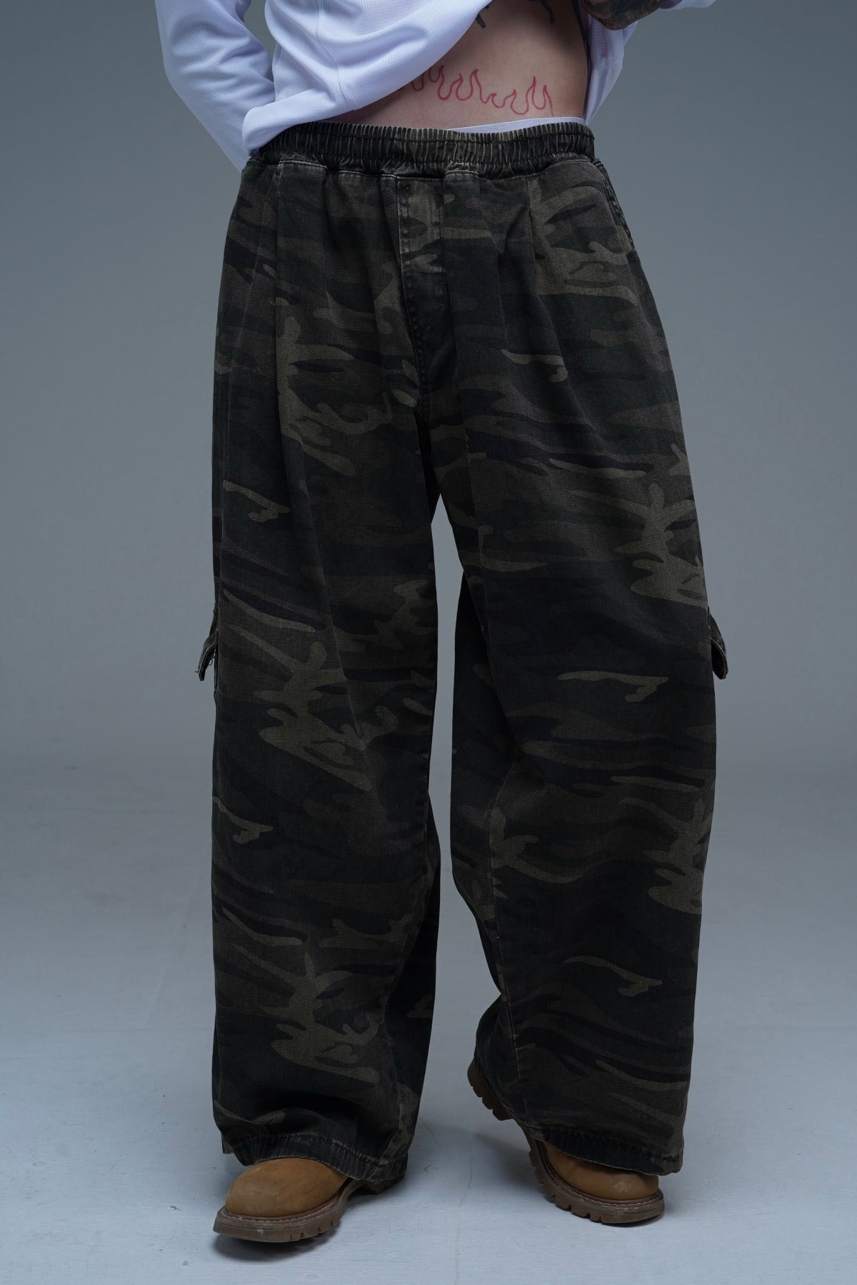 JR Camo Desen Low Waist Baggy Pantolon