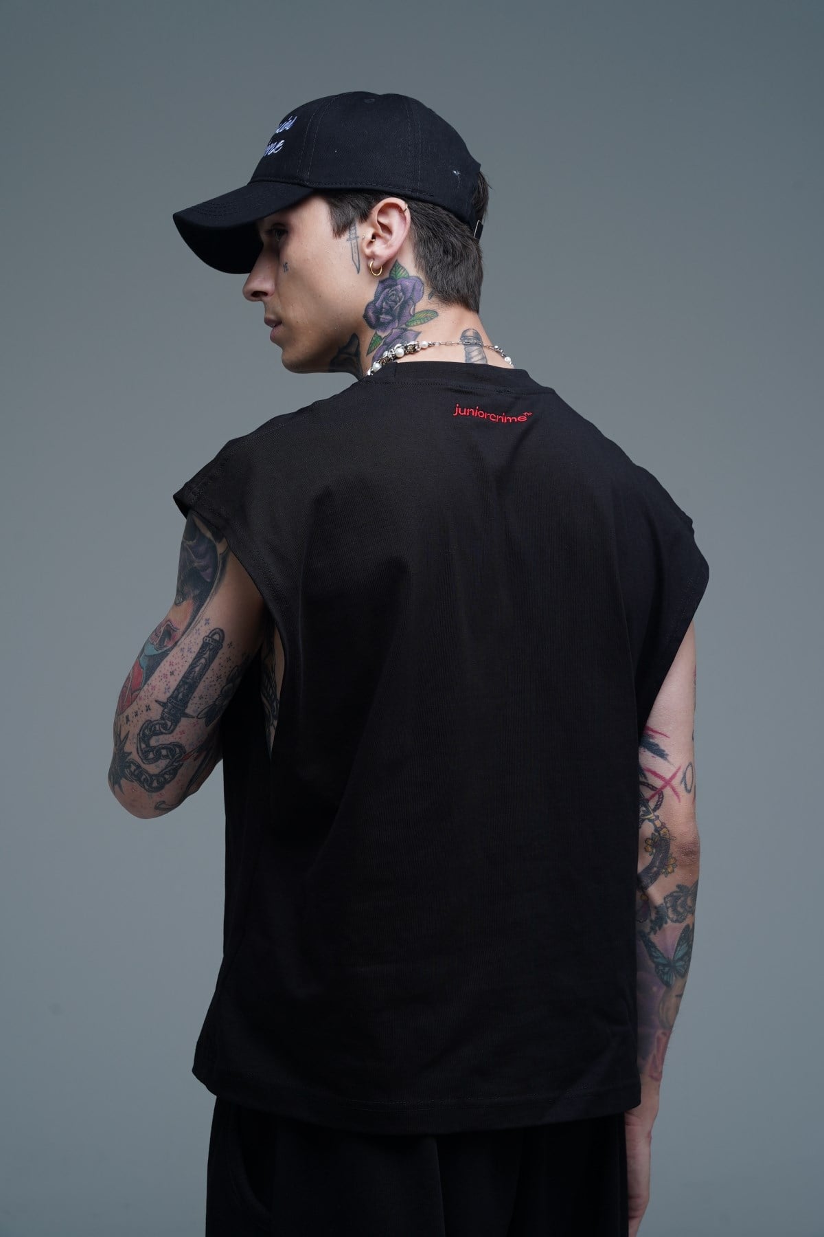 JR Boxy Fit Kolsuz Siyah Oversize Tshirt