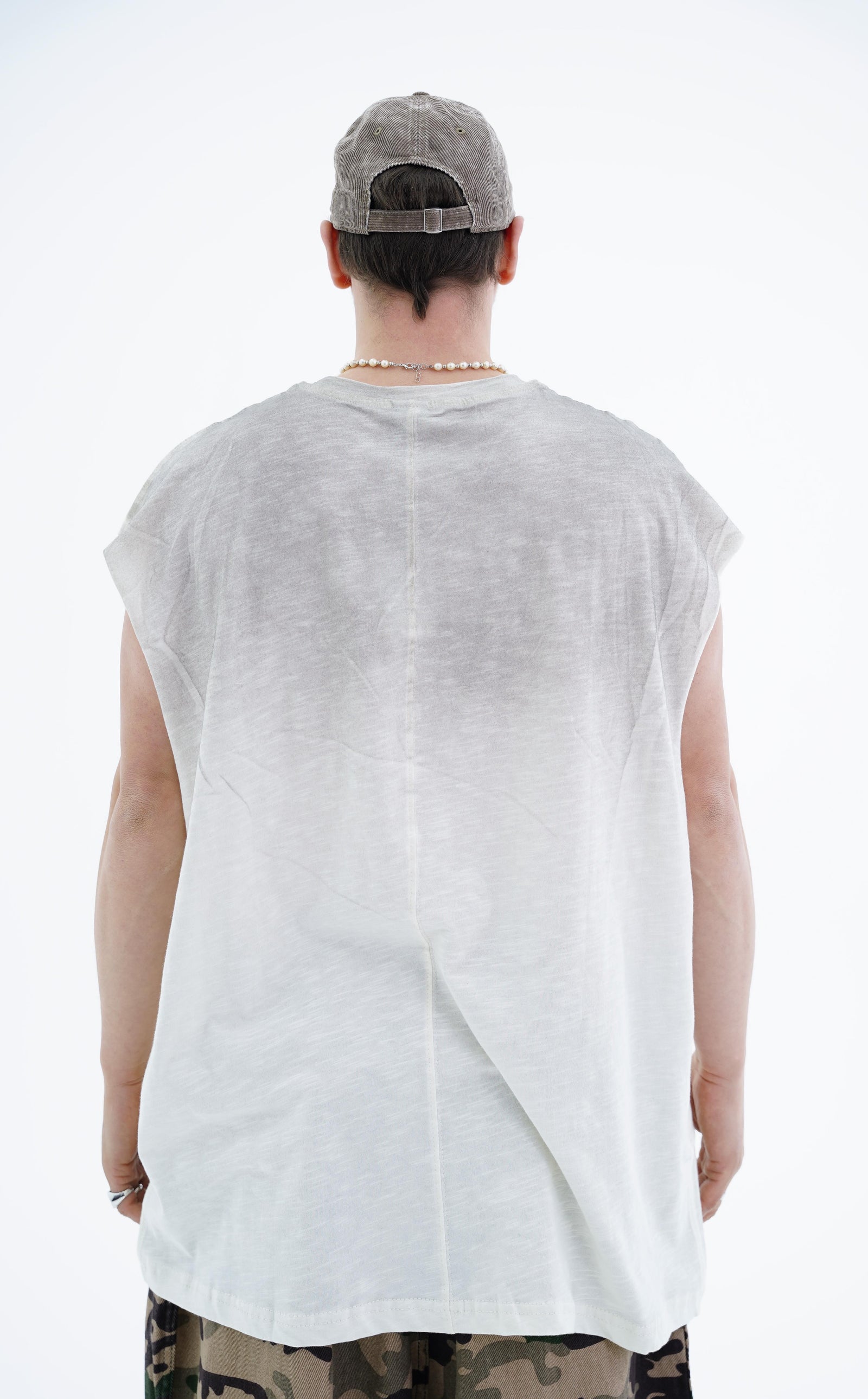 Yıkama Efektli Ekru Oversize Atlet CT01 MRT1754