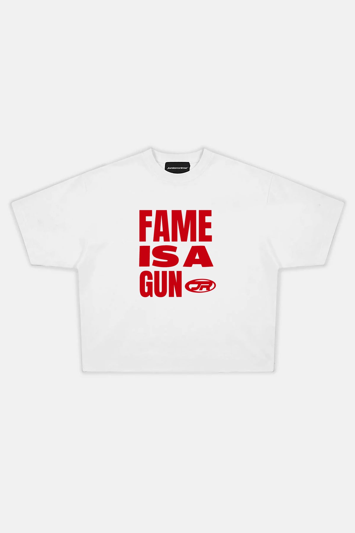 JR Red Fame Baskılı Beyaz Boxy Fit Tshirt