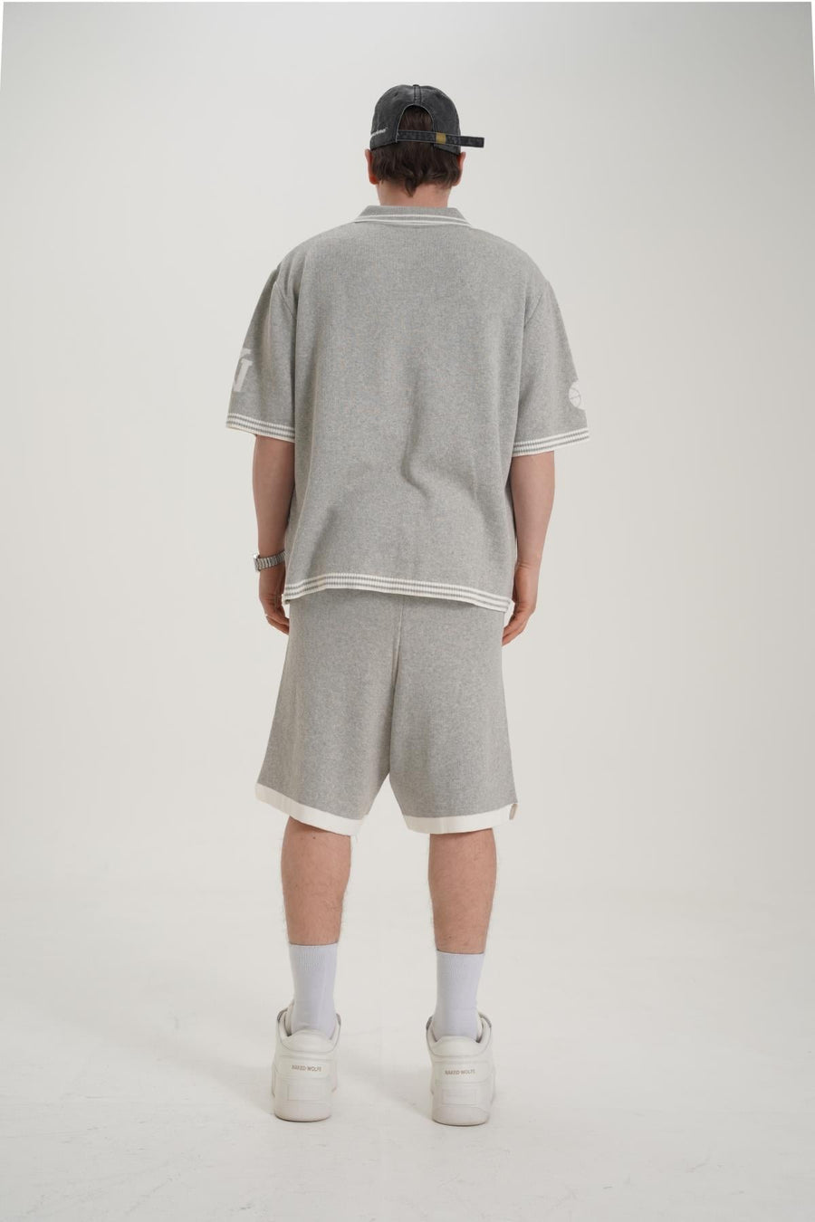 Sonny Desenli Triko Kumaş Gri Oversize Tshirt