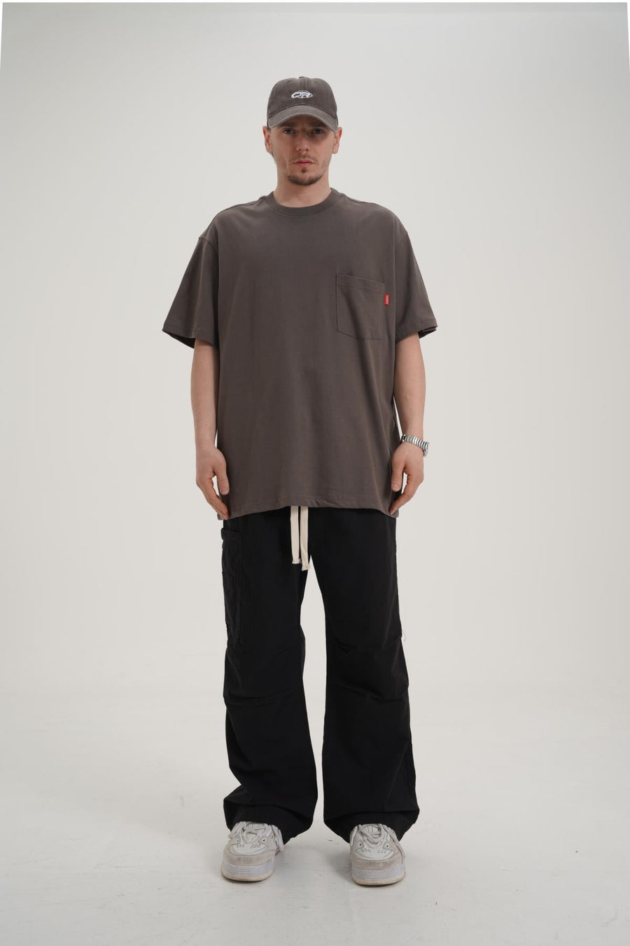 Baskılı Cep Detay Haki Oversize Tshirt CT01 MRT26054