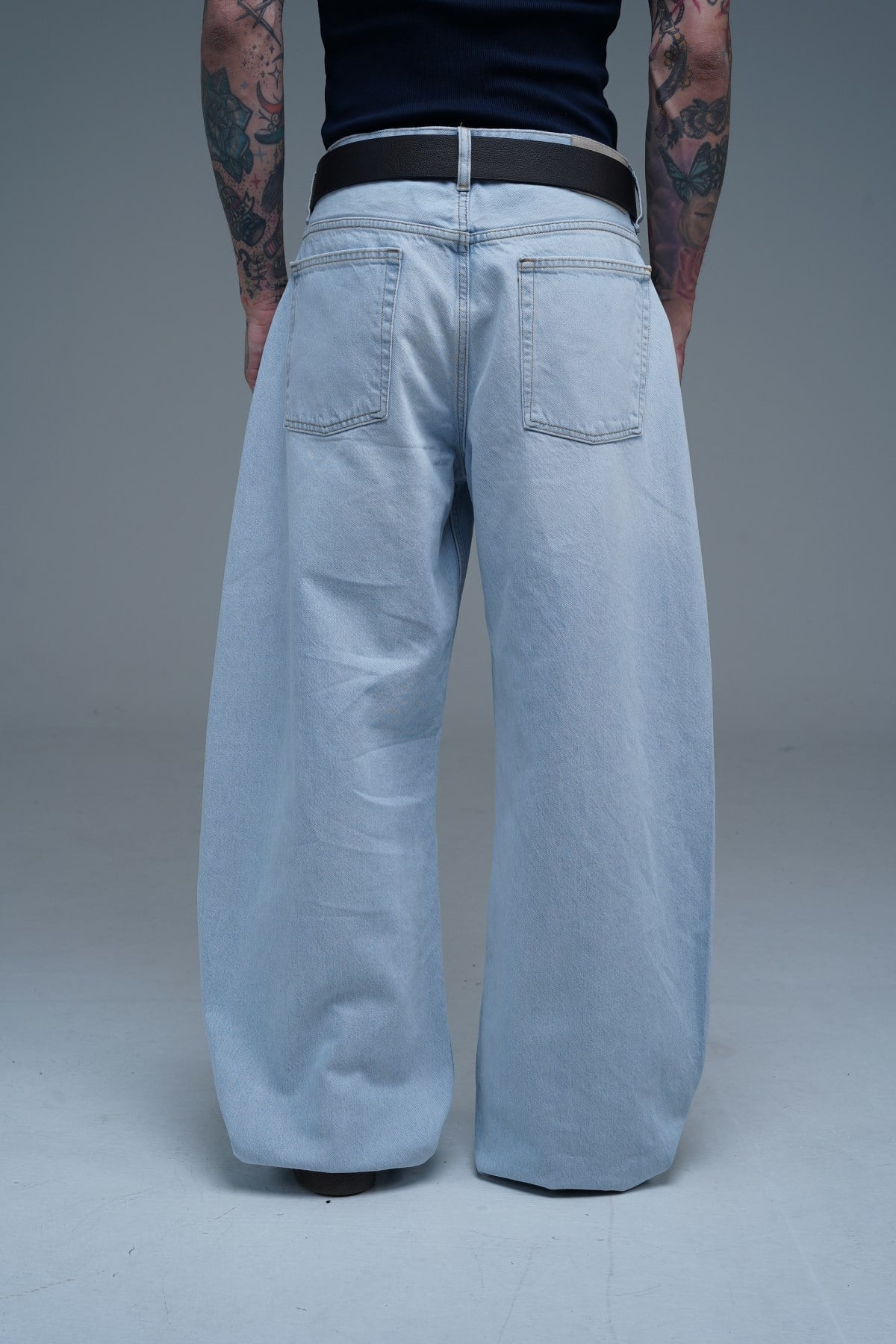 Açık Mavi Barrel Fit Baggy Jean Pantolon