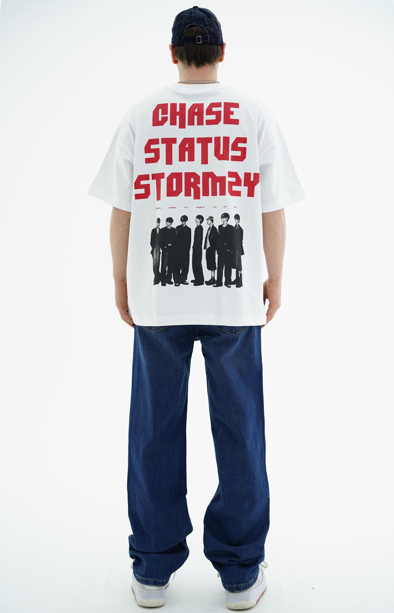 Chase Baskılı Beyaz Oversize Tshirt JC01 25Y88