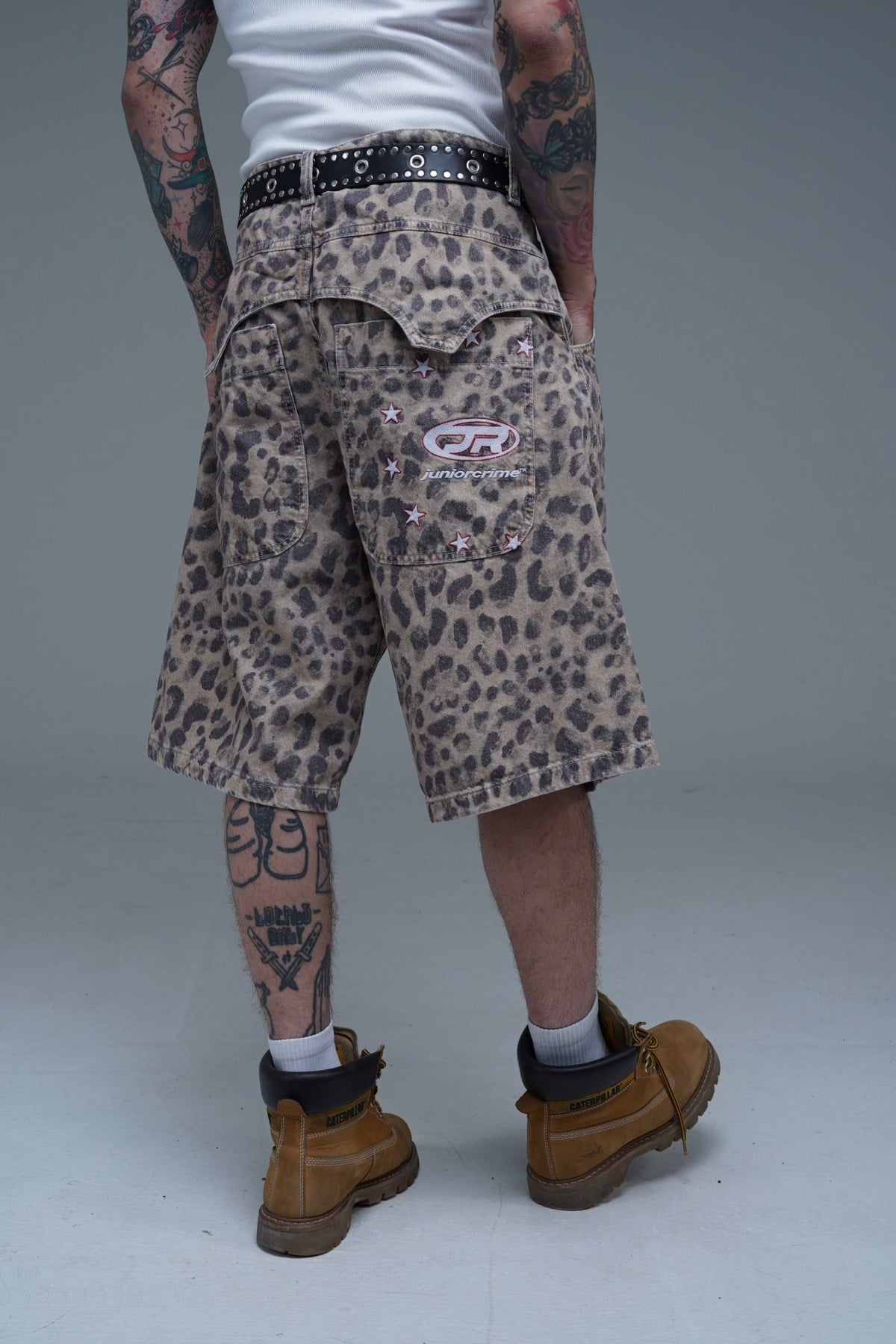 JR Leopar Desenli Baggy Jean Şort