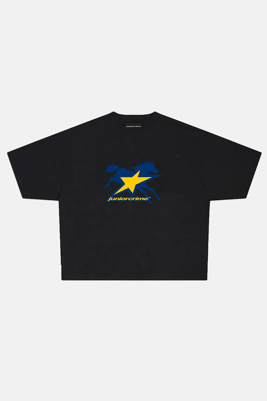 JR Star Baskılı Siyah Boxy Fit Tshirt