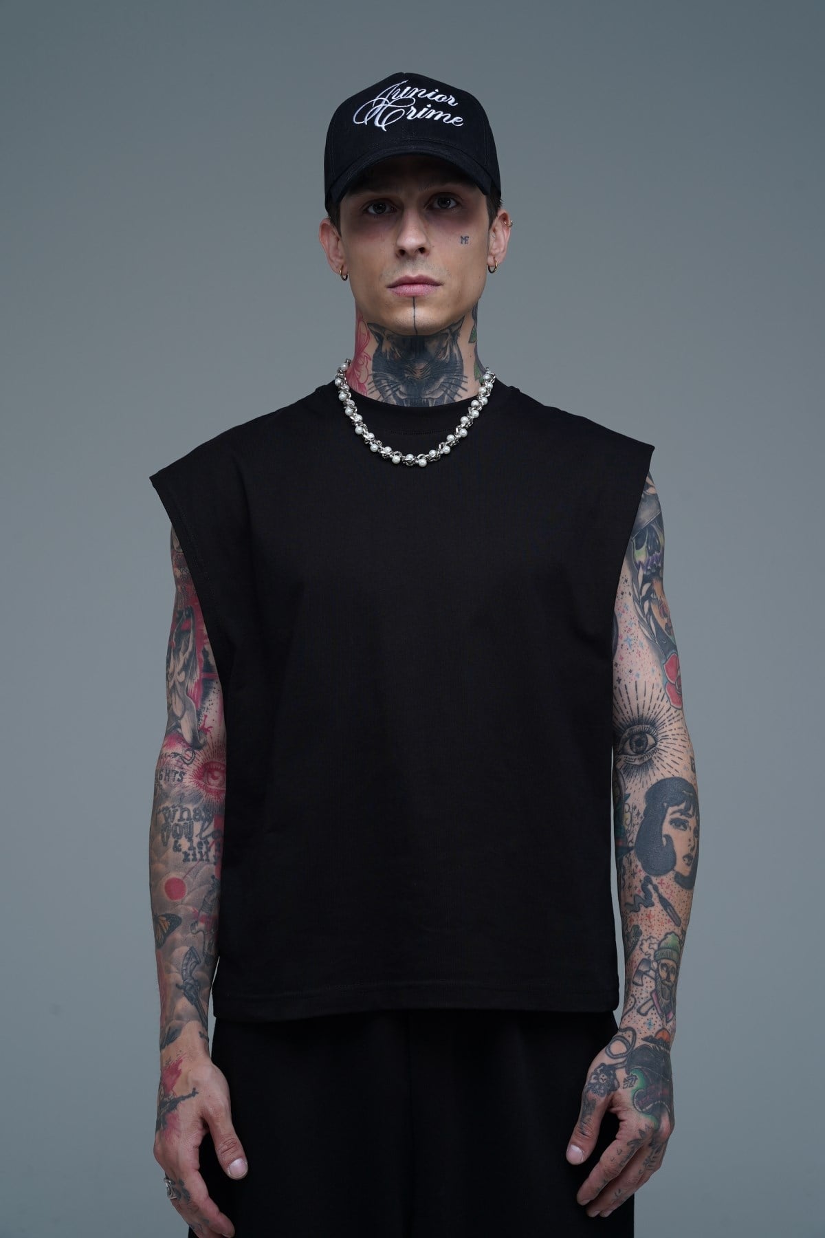 JR Boxy Fit Kolsuz Siyah Oversize Tshirt