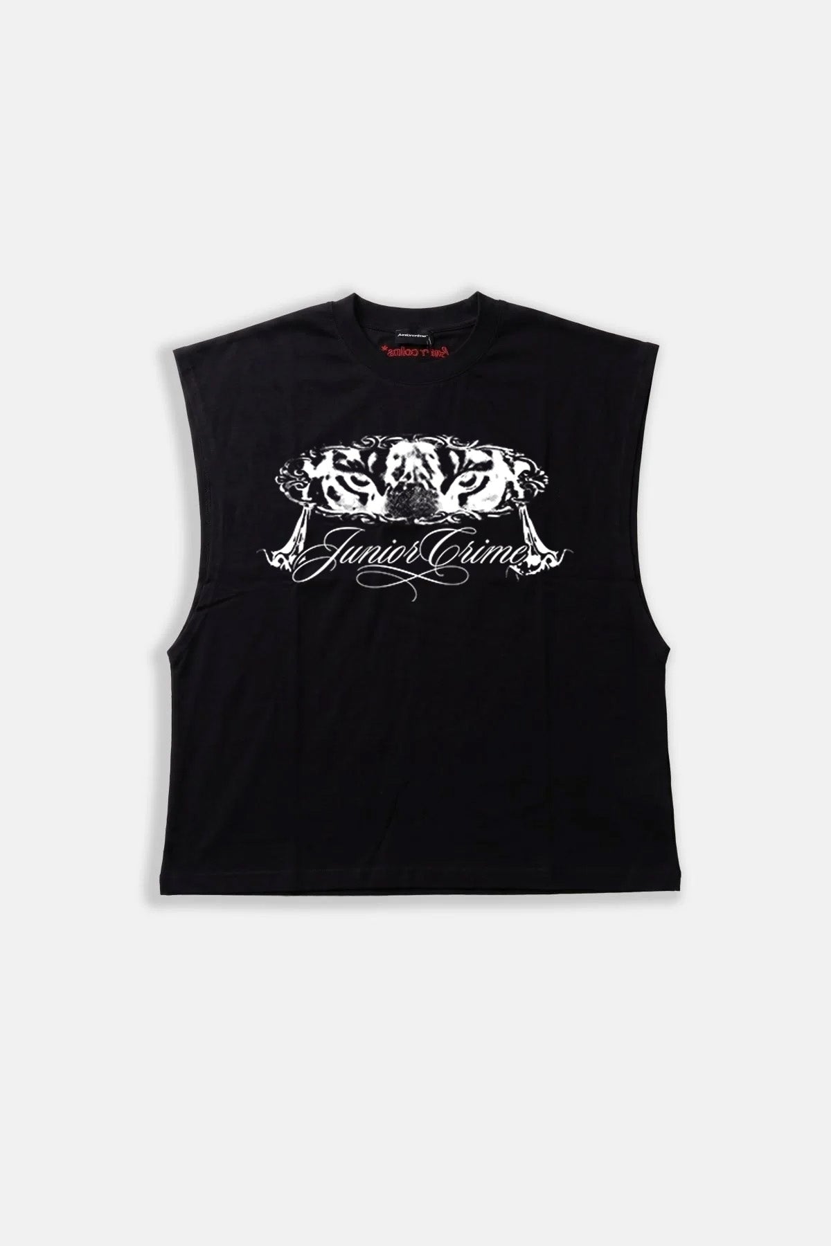 JR Leo Baskılı Boxy Fit Kolsuz Siyah Tshirt