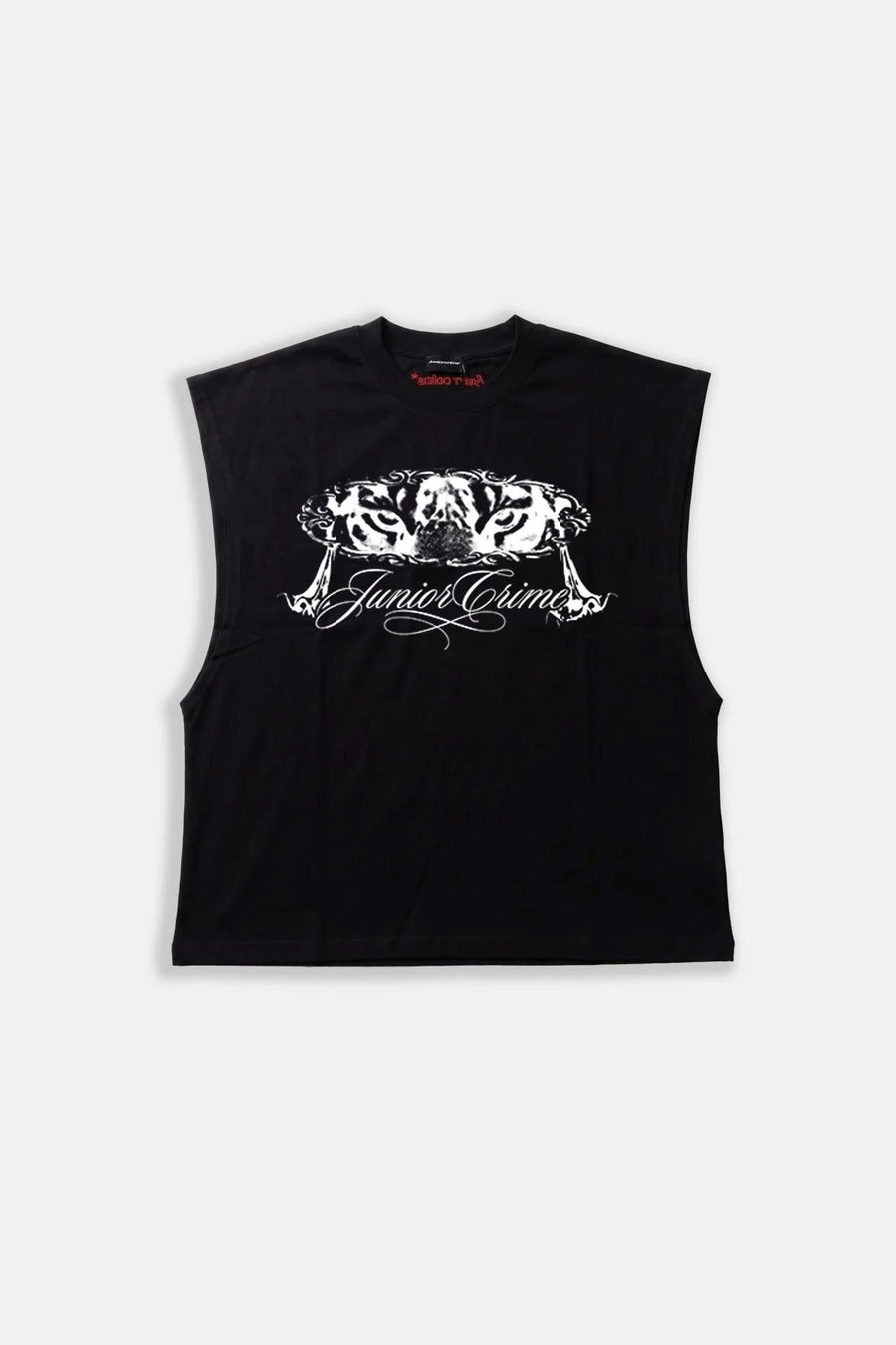 JR Leo Baskılı Boxy Fit Kolsuz Siyah Tshirt