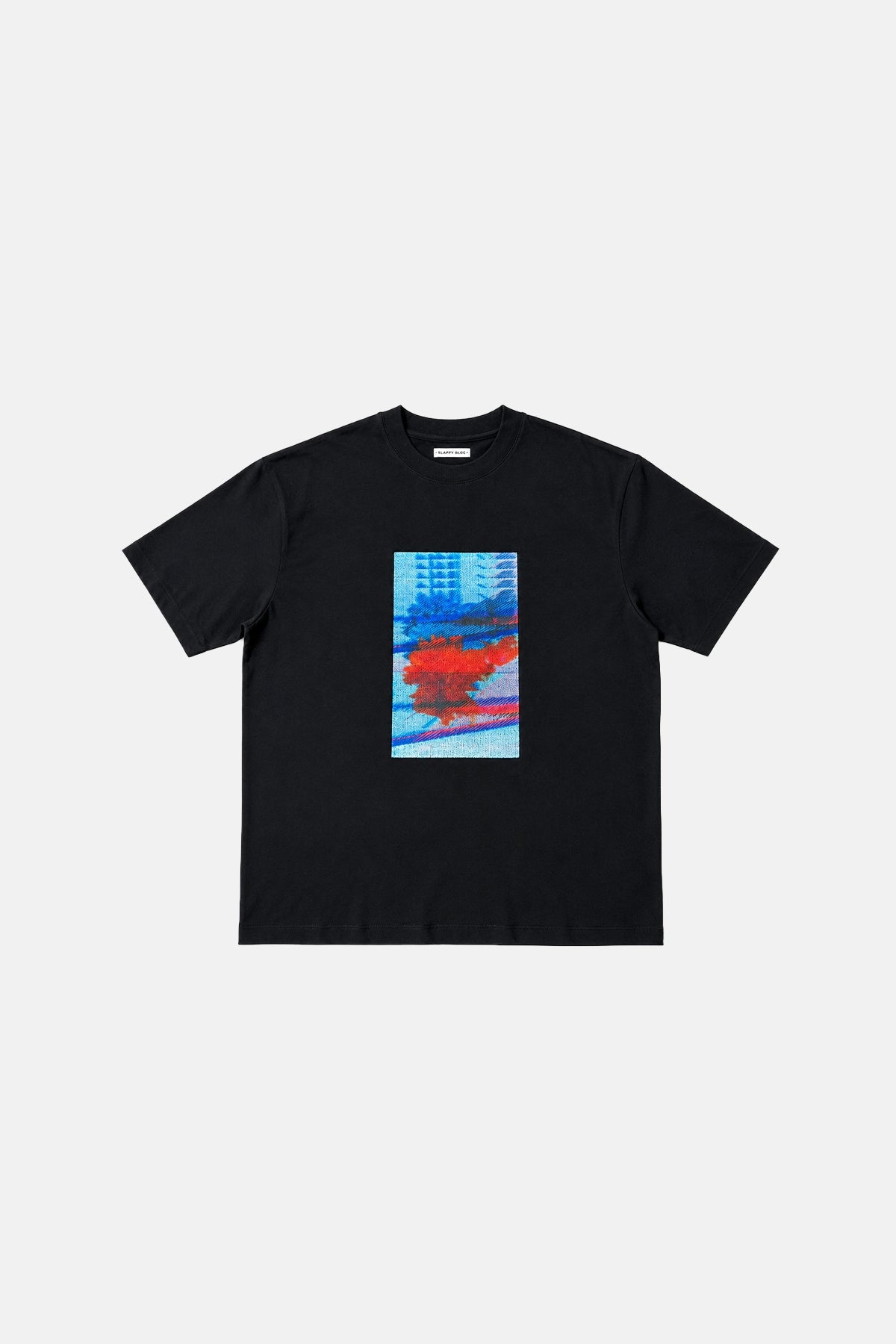 Hologram Nakışlı Siyah Oversize Tshirt SR01