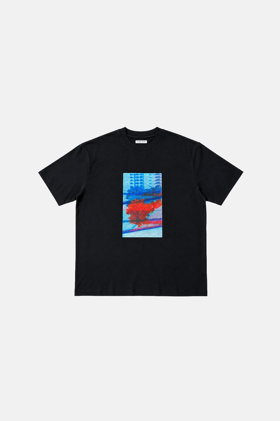 Hologram Nakışlı Siyah Oversize Tshirt SR01