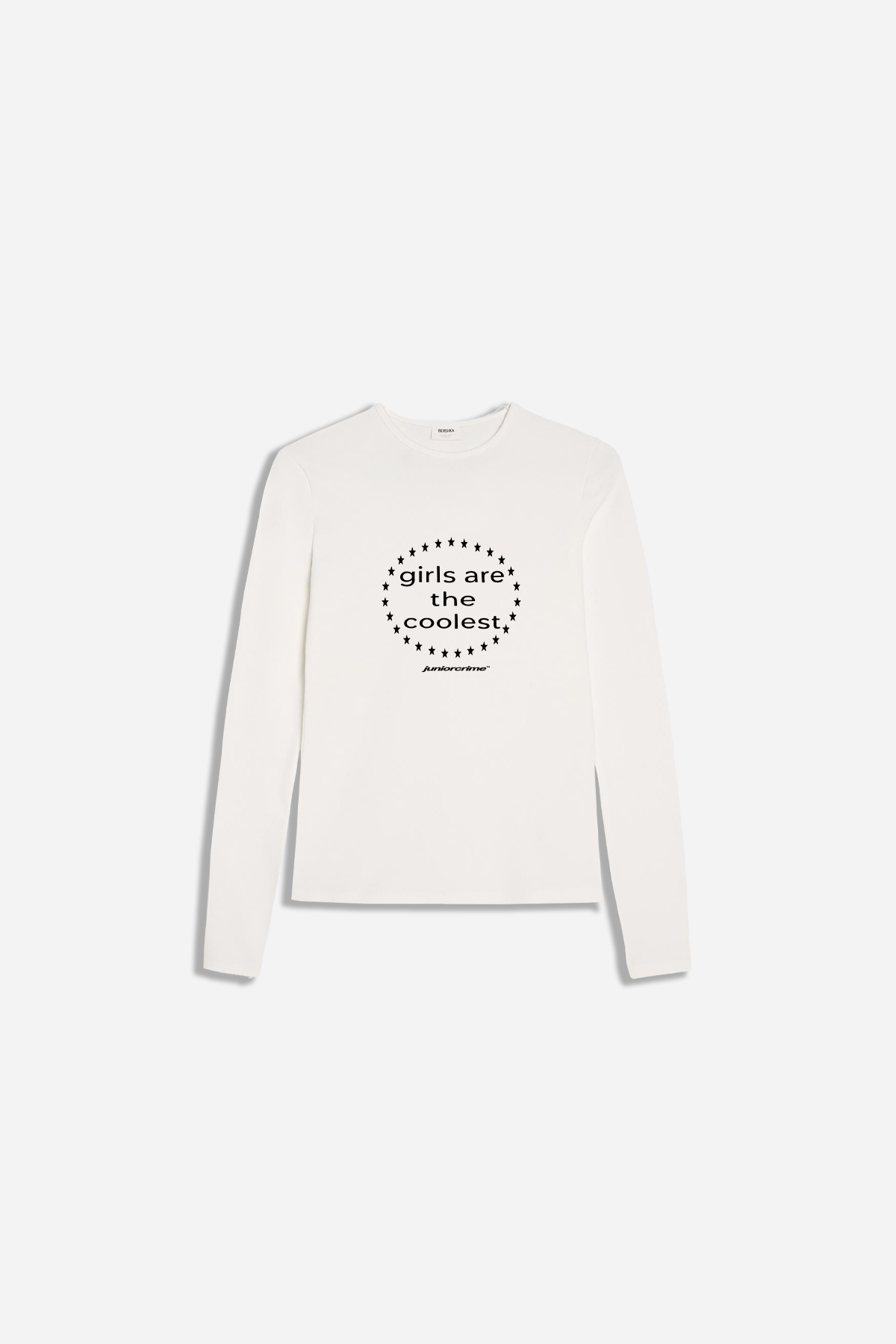 Krem Uzun Kollu Coolest Baskılı Kadın Fit Tshirt