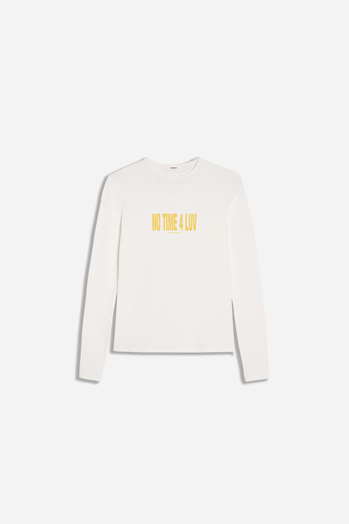 Krem Uzun Kollu Luv Baskılı Kadın Fit Tshirt