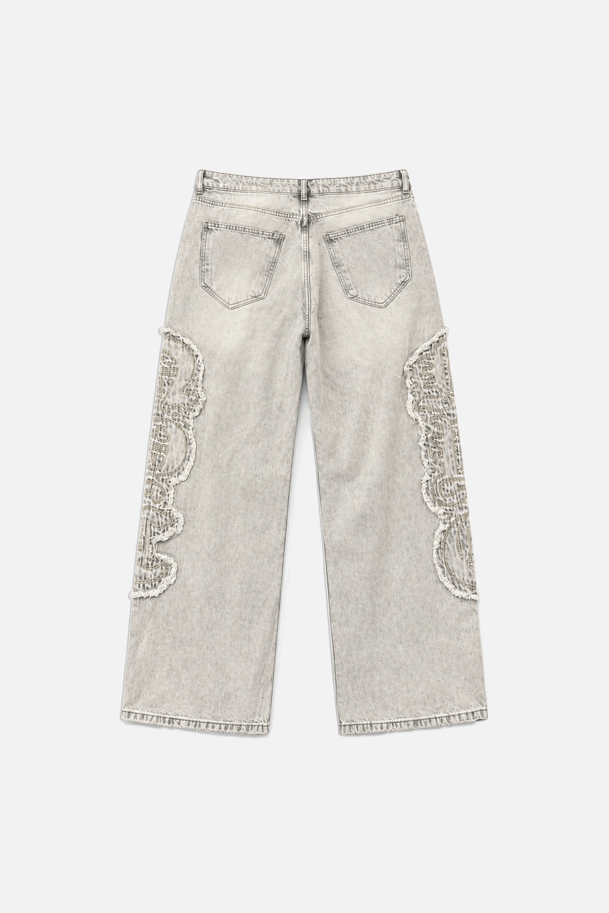 Patch Detay Yıkama Efektli Baggy Jean Pantolon