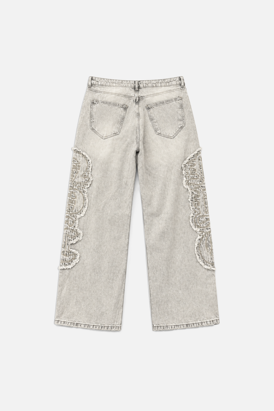 Patch Detay Yıkama Efektli Baggy Jean Pantolon