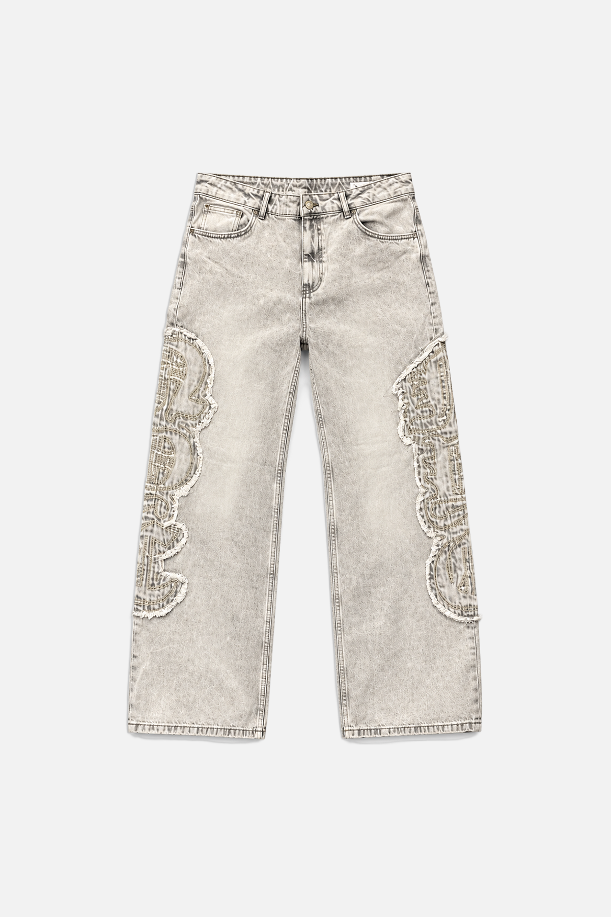 Patch Detay Yıkama Efektli Baggy Jean Pantolon