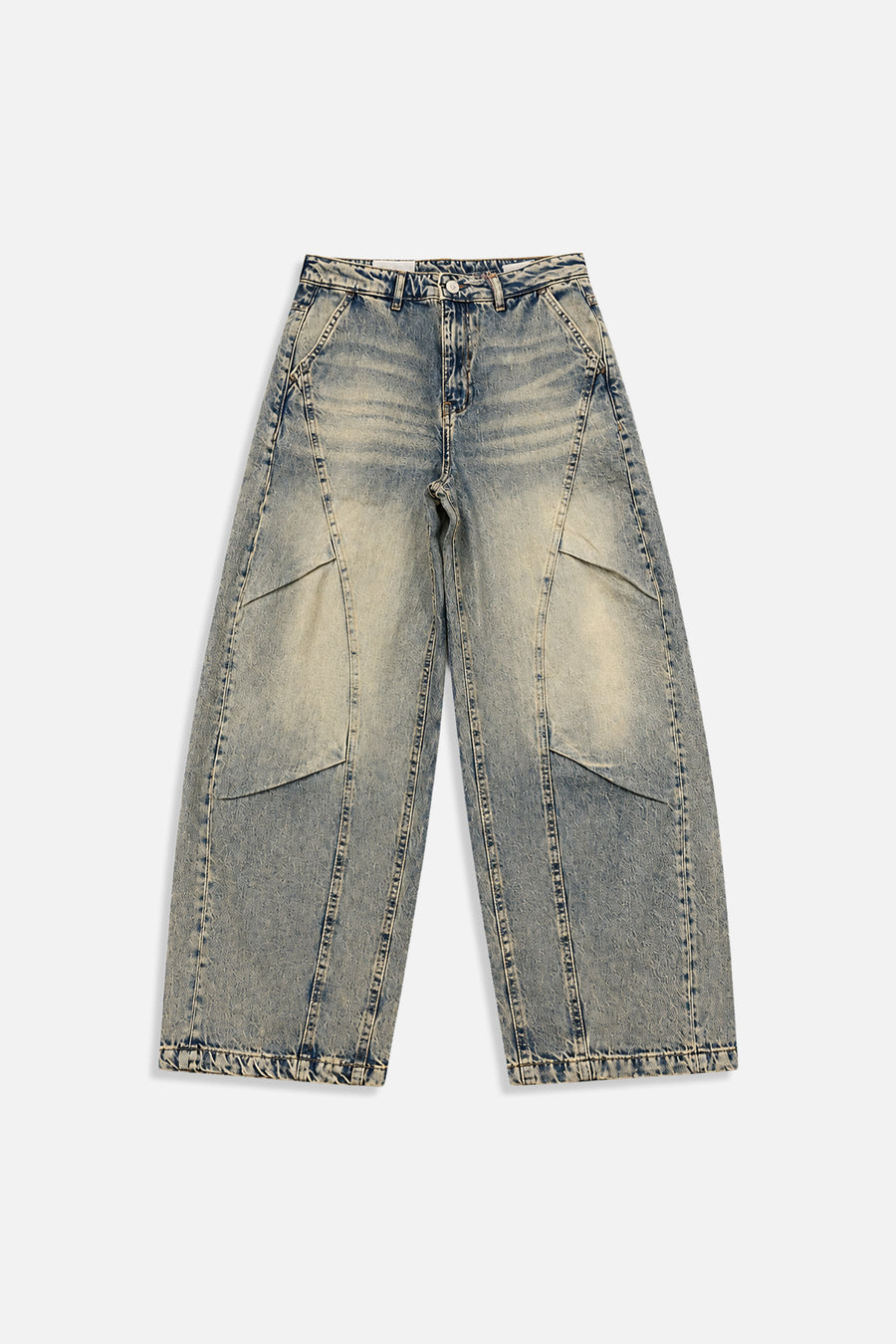 Blok Detay Yıkamalı Baggy Jean Pantolon