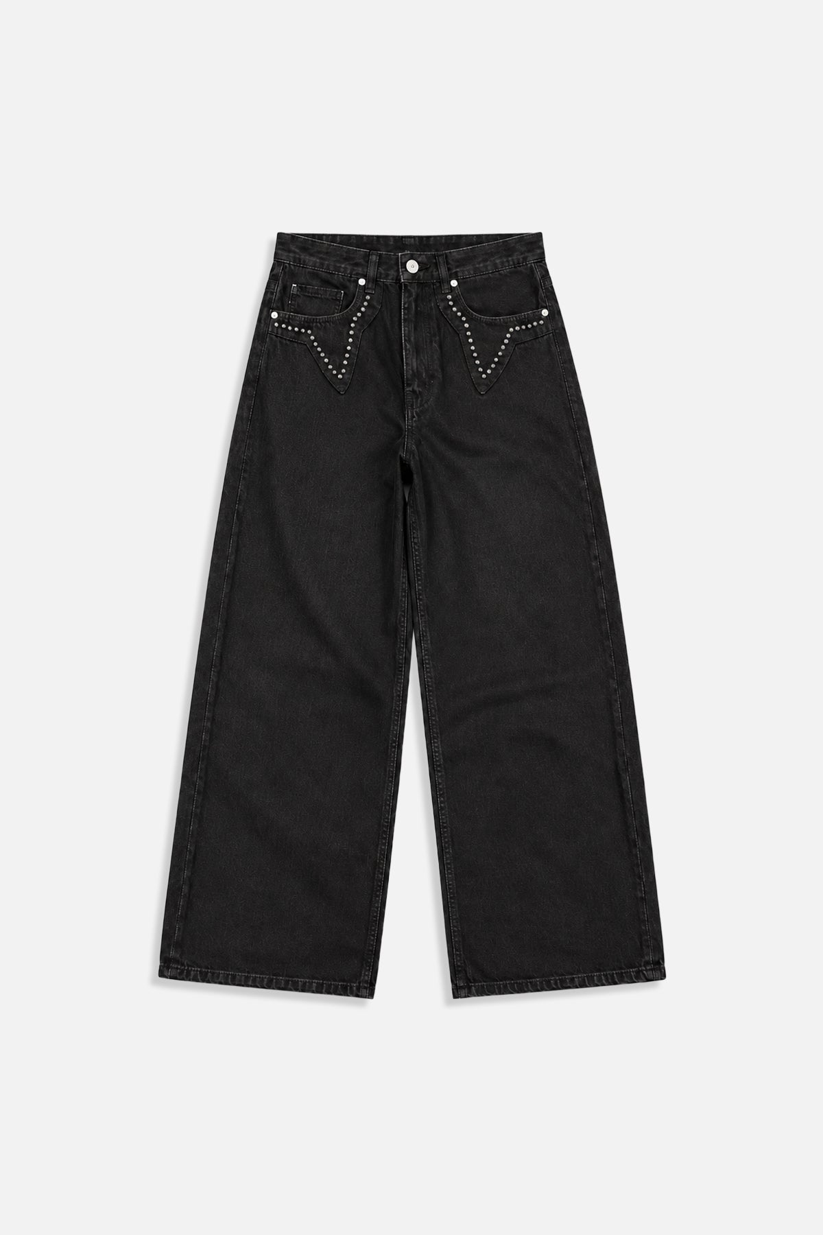 Zımba Detay Siyah Baggy Jean