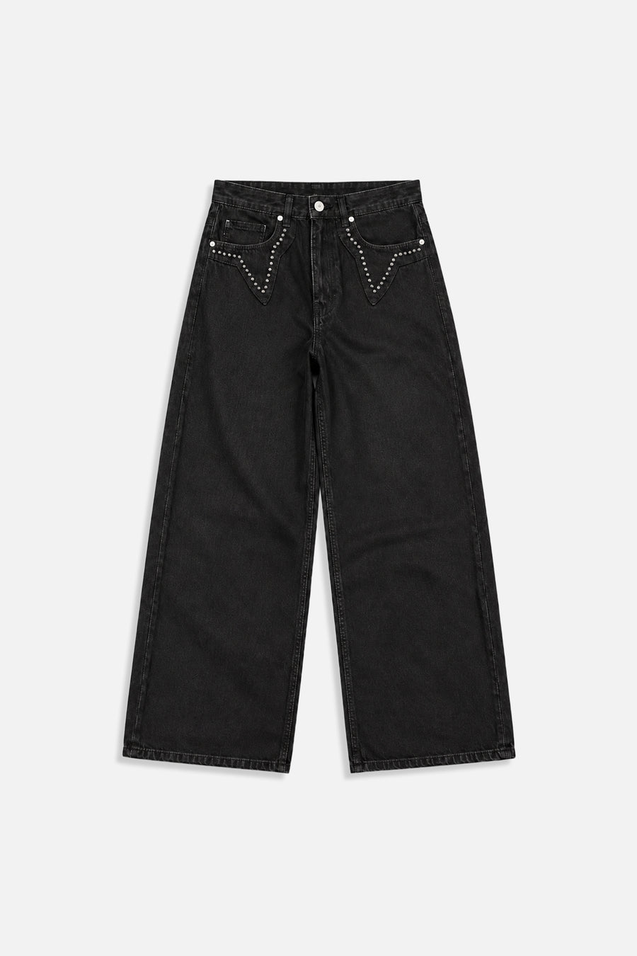 Zımba Detay Siyah Baggy Jean