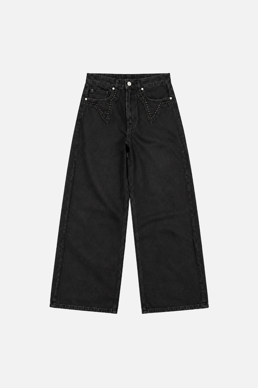 Zımba Detay Siyah Baggy Jean