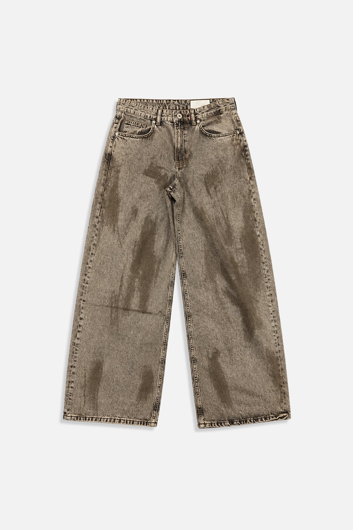Yıkama Efektli Kahve Baggy Jean