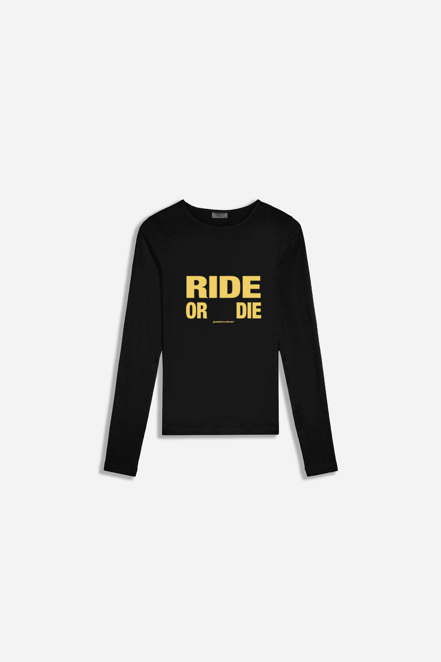Siyah Uzun Kollu Die Baskılı Kadın Fit Tshirt