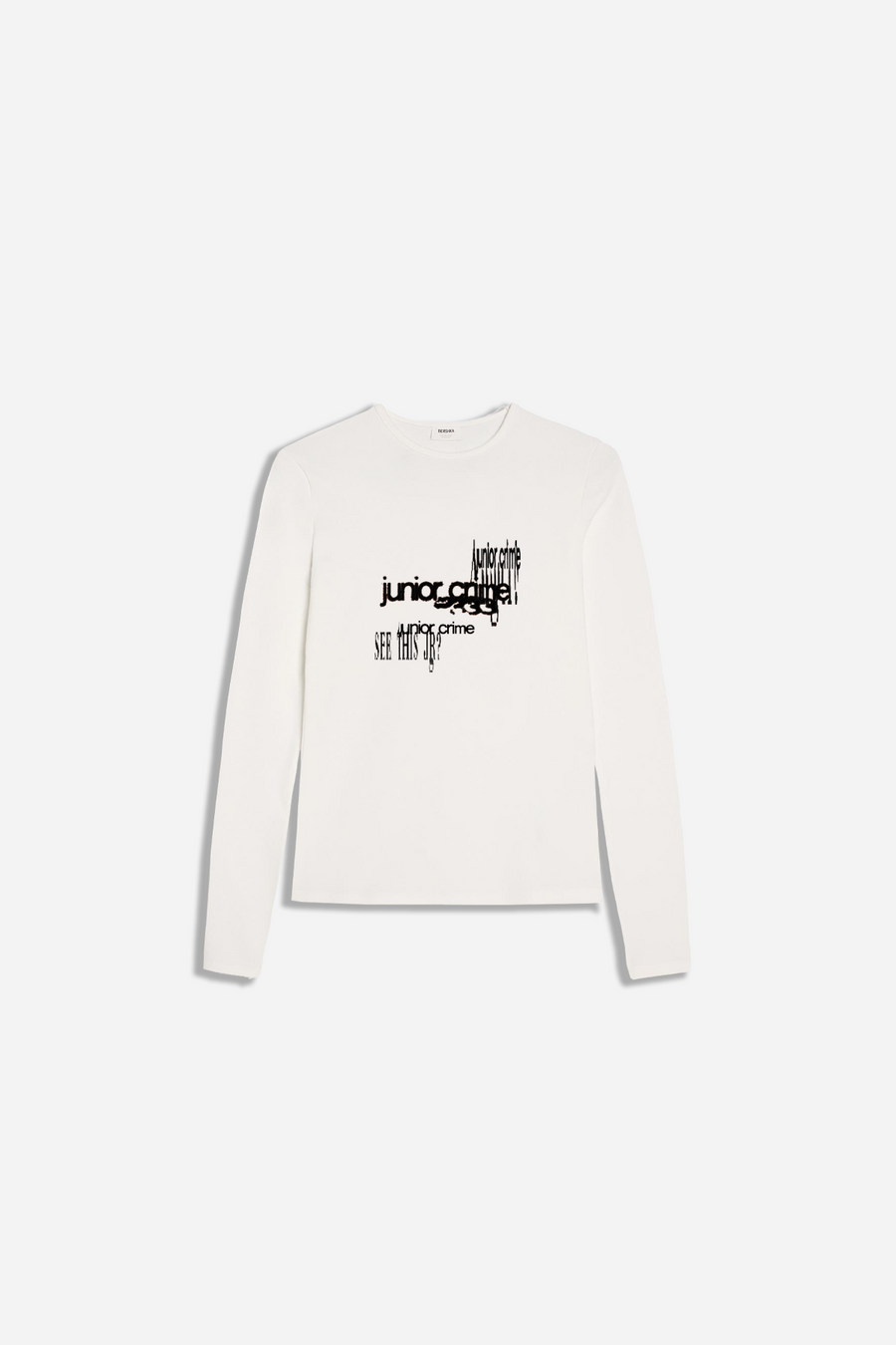 Krem Uzun Kollu See Baskılı Kadın Fit Tshirt