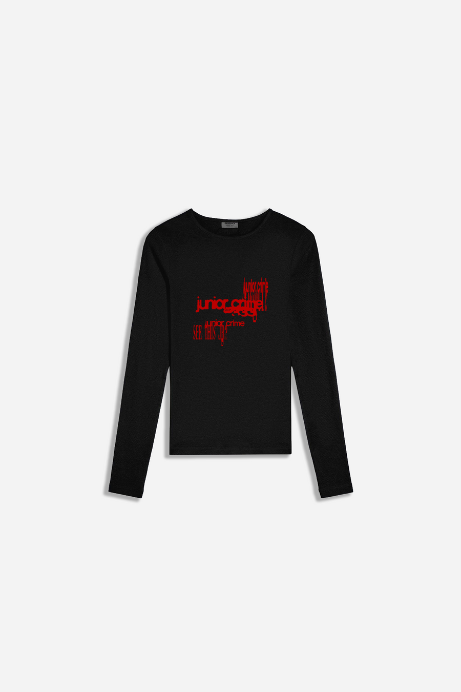 Siyah Uzun Kollu See Baskılı Kadın Fit Tshirt