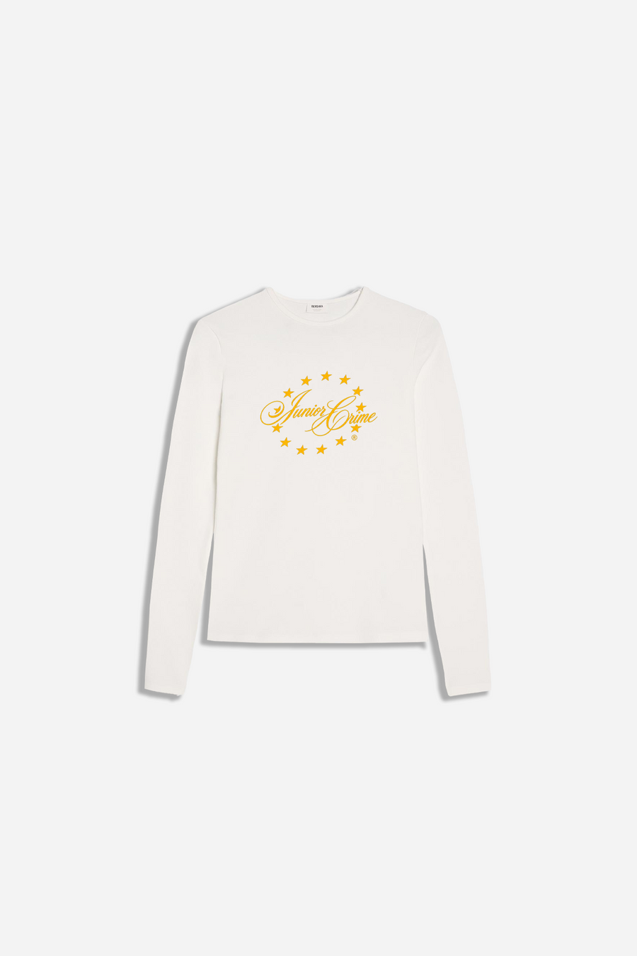 Krem Uzun Kollu Star JR Baskılı Kadın Fit Tshirt